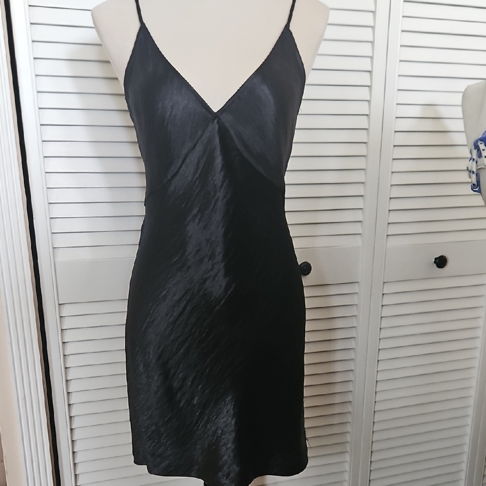 Express Shimmering Black Satin Dress